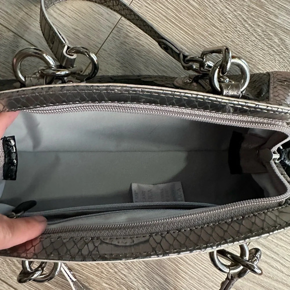 COLE HAAN Trinity Black/Gunmetal Python Print Mini Shoulder Bag - Picture 4 of 7